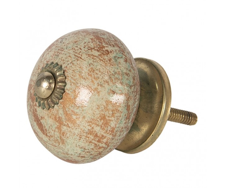 Vintage úchytka z keramiky se zlatými kovovými detaily – Ø 4*4 cm