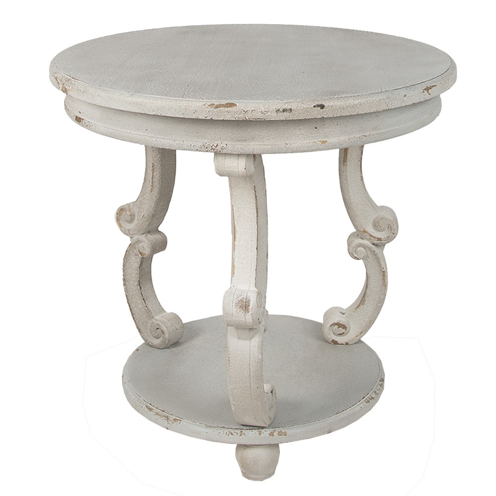 Šedý antik dřevěný odkládací stolek Jammy - Ø 66*64 cm Clayre & Eef