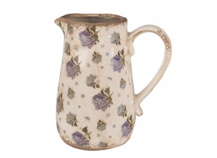 Béžový keramický džbán s květy hortenzie Lilla M - 16*12*18 cm