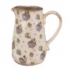 Béžový keramický džbán s květy šeříku Lilla M - 16*12*18 cm Barva: Béžová, modro-fialková antikMateriál: keramikaHmotnost: 0,75 kg