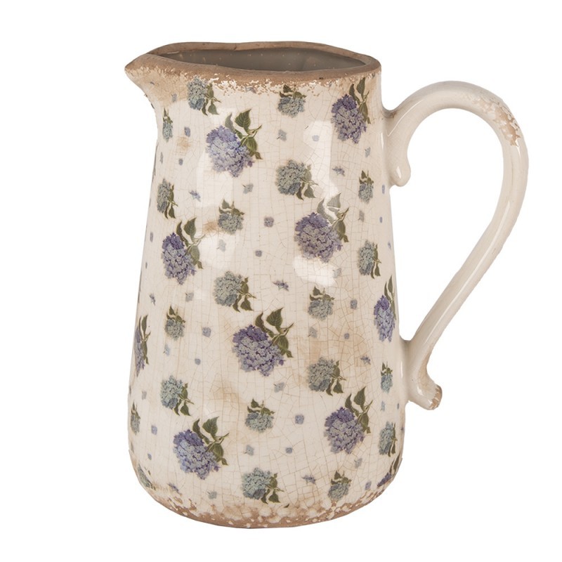 Béžový keramický džbán s květy šeříku Lilac L - 21*15*23 cm