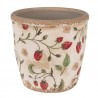 Béžový keramický obal na květináč s jahůdkami Wild Strawberries S - Ø 13*13 cm Barva: Béžová, červená antikMateriál: keramikaHmotnost: 0,54 kg
