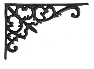 Černá antik litinová policová konzole Ornament - 18*3,5*12 cm