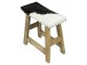 Dřevěná stolička s koženým sedákem Cowny bílá/černá - 45*26*46cm