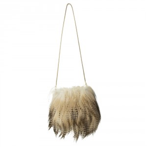 Hnědá kožená kabelka crossbody s dlouhým vlasem Tibet Goat - 20*2*24cm