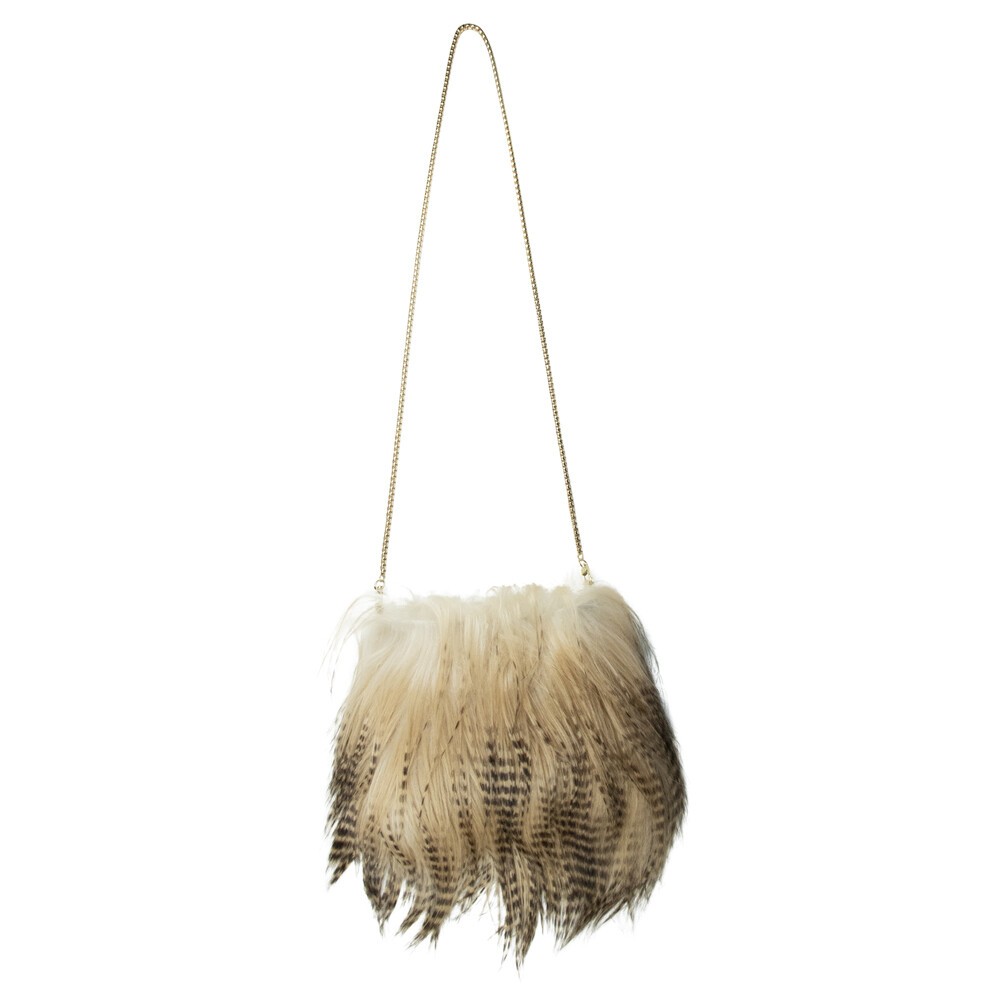 Hnědá kožená kabelka crossbody s dlouhým vlasem Tibet Goat - 20*2*24cm