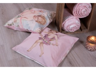Růžový povlak na polštář s andělem Angel - 45*45 cm