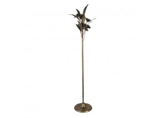 Zlatý antik kovový svícen s květy Flowia - 19*18*61 cm