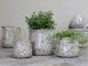 Zelený keramický dekorační květináč s kvítky Florals Evry L - Ø 16*18cm