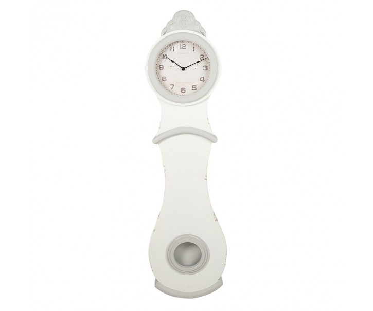 Bílé nástěnné dřevěné hodiny Wilmia - 37*9*132 cm / 1*AA