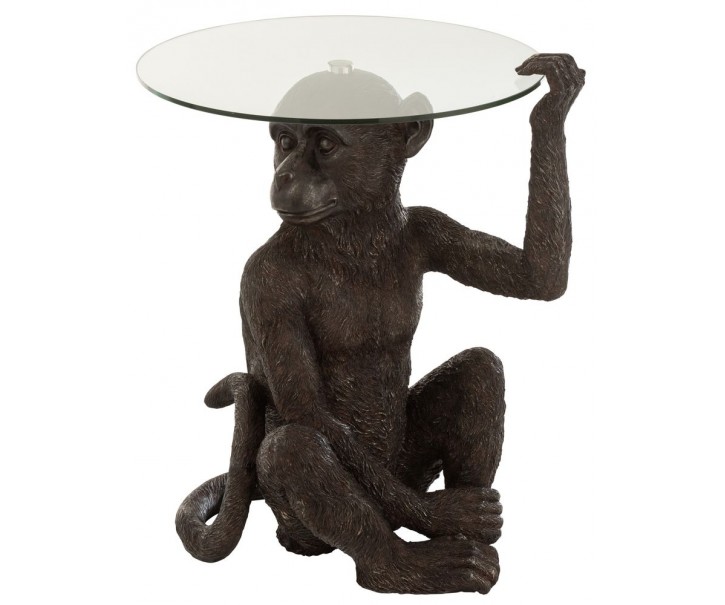 Odkládací kulatý stůl s nohou ve tvaru opice Ape Brown - 52*48*62 cm