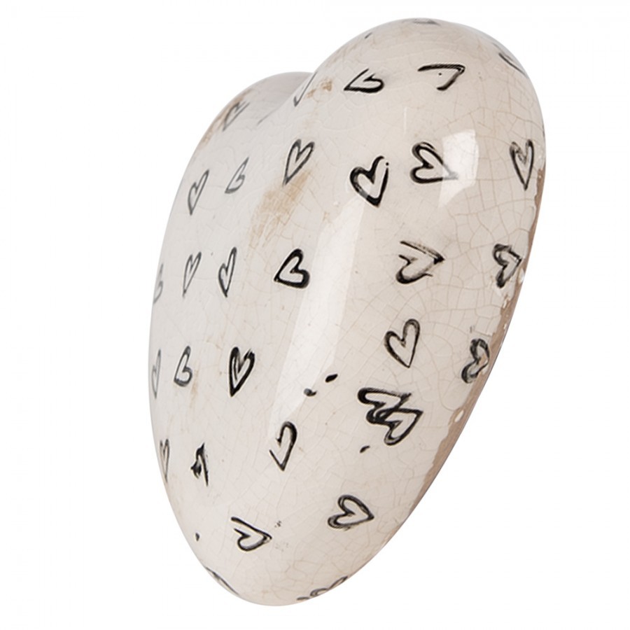 Béžové keramické dekorační srdce se srdíčky Hearti - 11*11*4 cm
