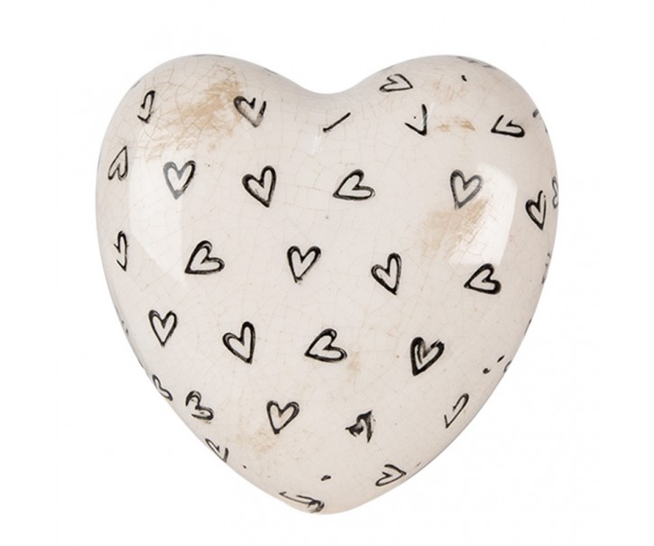 Béžové keramické dekorační srdce se srdíčky Hearti - 11*11*4 cm