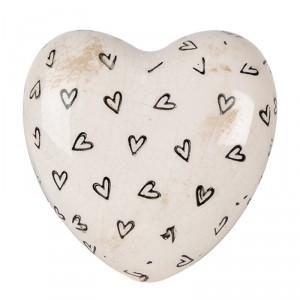 Béžové keramické dekorační srdce se srdíčky Hearti - 11*11*4 cm