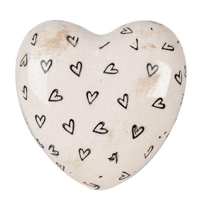 Béžové keramické dekorační srdce se srdíčky Hearti - 11*11*4 cm