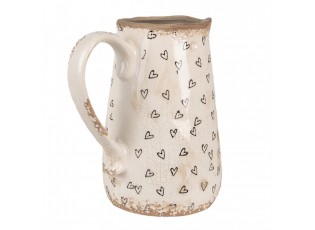 Béžový keramický džbán se srdíčky Hearti M - 16*12*18 cm