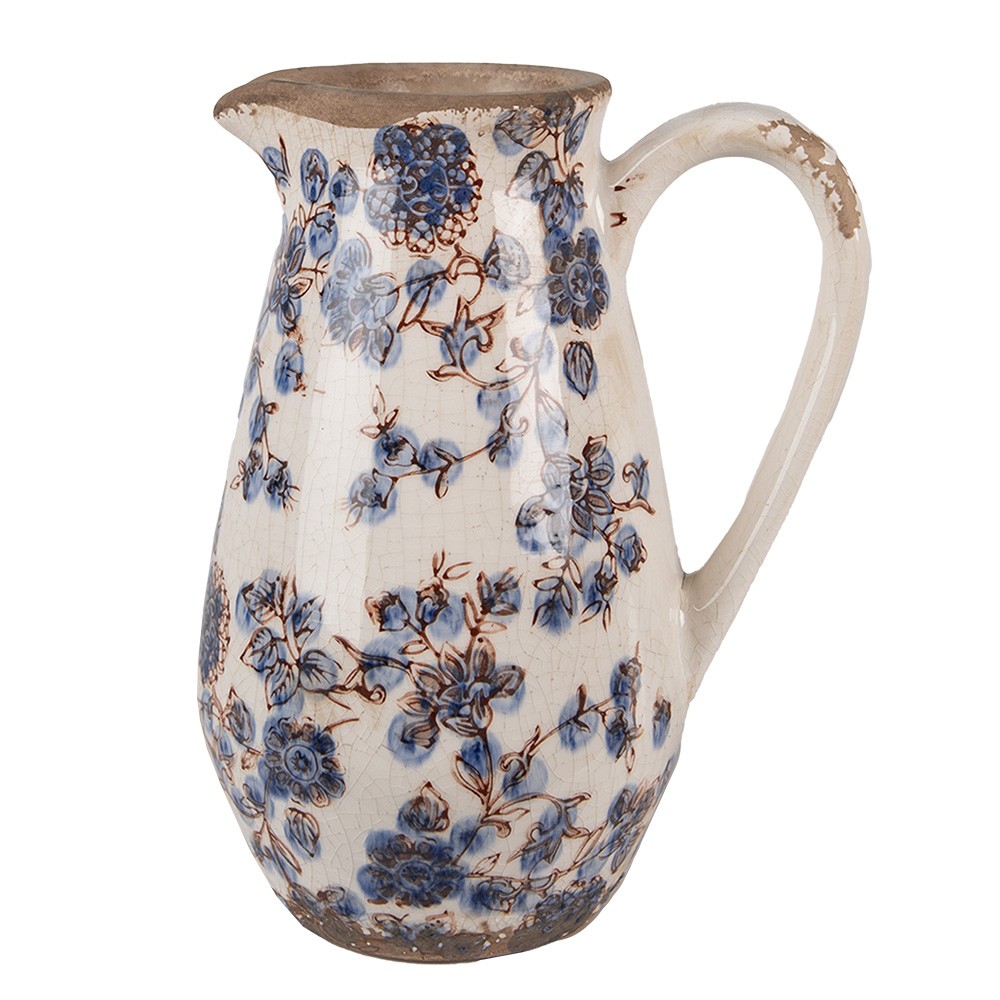 Dekorativní keramický džbán s modrými květy Blusia - 17*13*22 cm