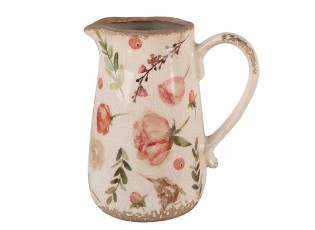 Béžový keramický džbán s růžovými květy Olia M - 17*12*18 cm