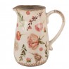 Béžový keramický džbán s růžovými květy Olia M - 17*12*18 cmBarva: Béžová antik, růžováMateriál: keramikaHmotnost: 0,735 kg