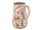 Béžový keramický džbán s růžovými květy Olia M - 17*12*18 cm