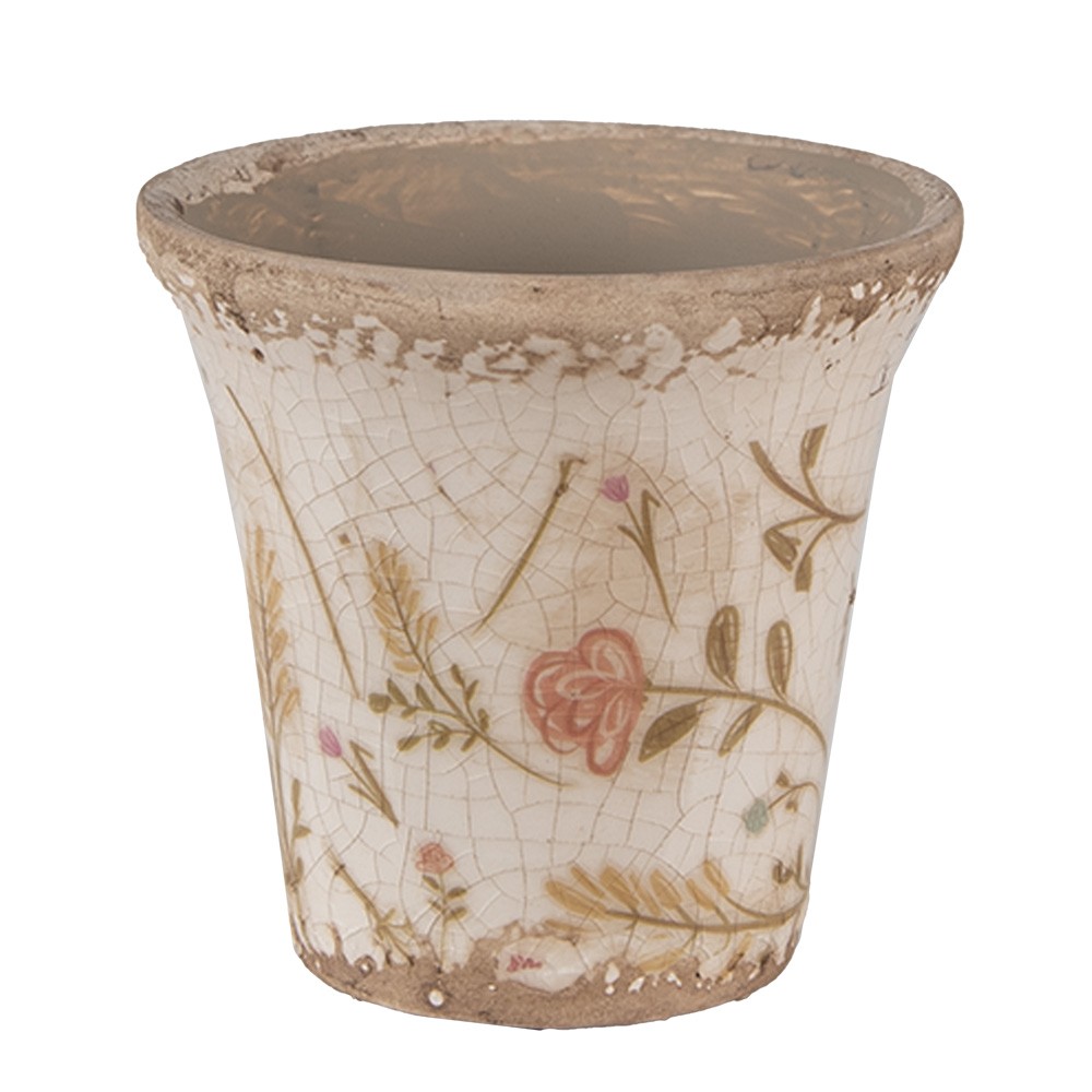 Keramický obal na květináč s kvítky Floral Cartoon S - Ø 9*8 cm