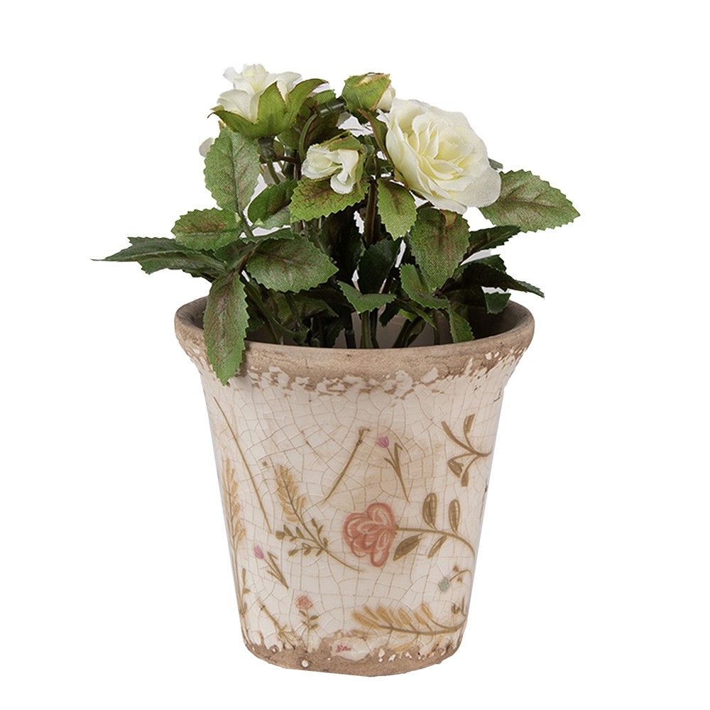 Keramický obal na květináč s kvítky Floral Cartoon S - Ø 9*8 cm