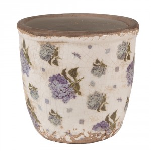 Béžový keramický obal na květináč s květy hortenzie Lilla XS - Ø 11*10 cm