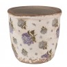 Béžový keramický obal na květináč s květy hortenzie Lilla XS - Ø 11*10 cm