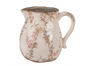 Béžový keramický dekorativní džbán s lučními květy Monnia M - 17*13*16 cm