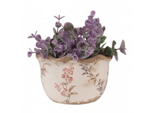 Béžový keramický obal na květináč s lučními květy Monnia S - Ø 14*9 cm