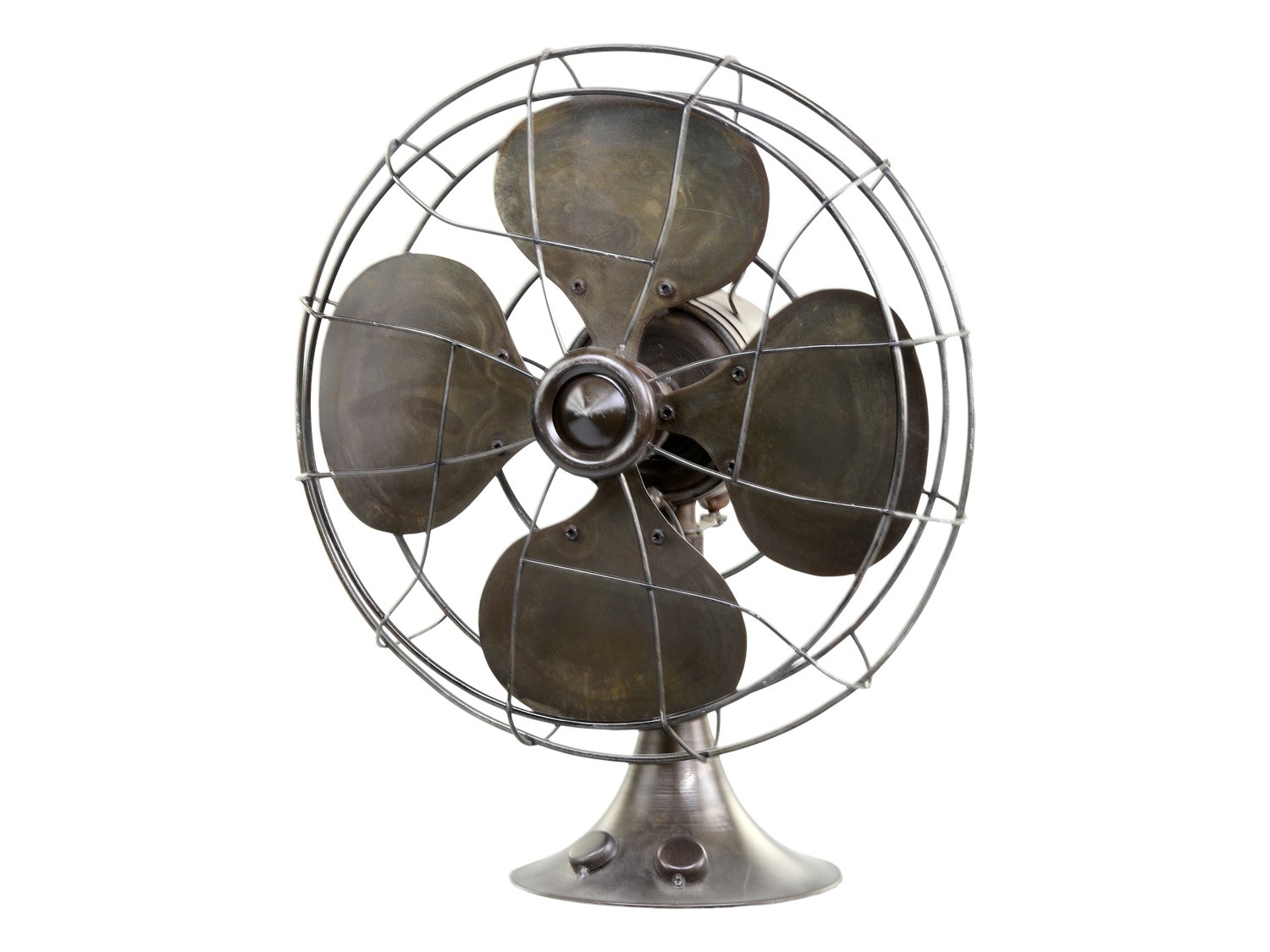 Mosazný dekorativní retro ventilátor na podstavci Factory - 31*21*37cm