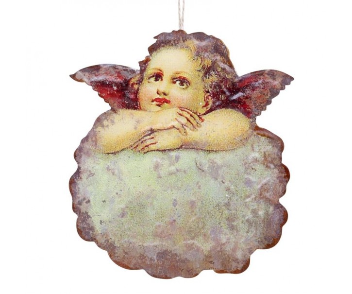 Vánoční kovová dekorace anděl Angel Vintage - 14*16 cm