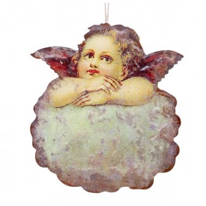 Vánoční kovová dekorace anděl Angel Vintage - 14*16 cm