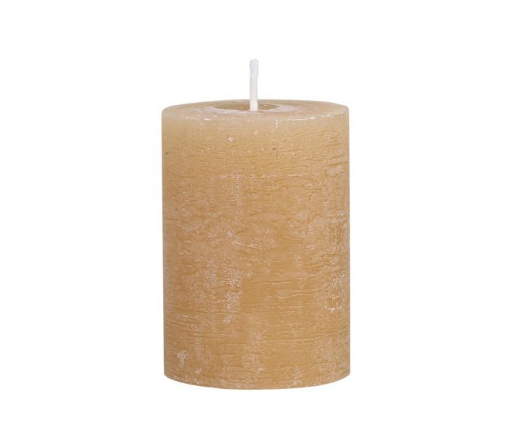 Medová široká svíčka Rustic pillar honey - Ø 7*10cm/ 40h Chic Antique