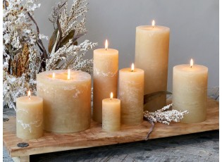 Medová široká svíčka Rustic pillar honey - Ø 7*10cm/ 40h