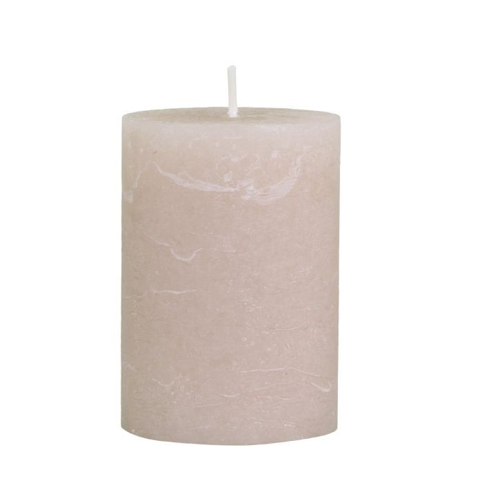 Růžová široká svíčka Rustic pillar rose - Ø 7*10cm/ 40h
