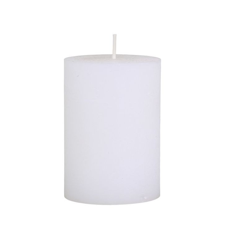 Levně Bílá široká svíčka Rustic pillar white - Ø 7*10cm/ 40h 71049101 (71491-01)