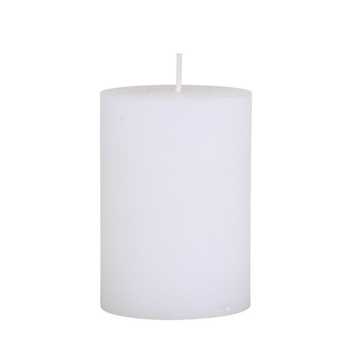 Bílá široká svíčka Rustic pillar white - Ø 7*10cm/ 40h