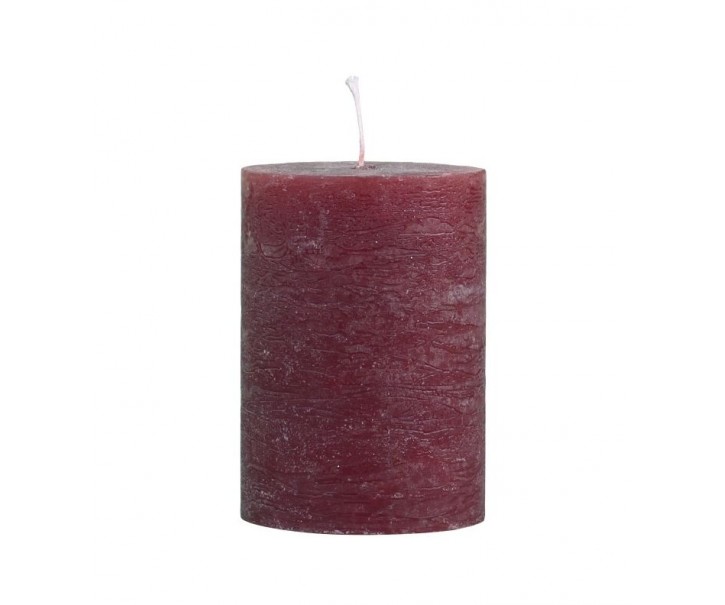 Červená široká svíčka Rustic pillar red - Ø 7*10cm/ 40h