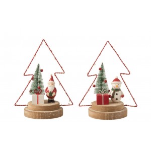 Set 2ks dekorace Santa ve svítícím led stromku - 16*10*21 cm