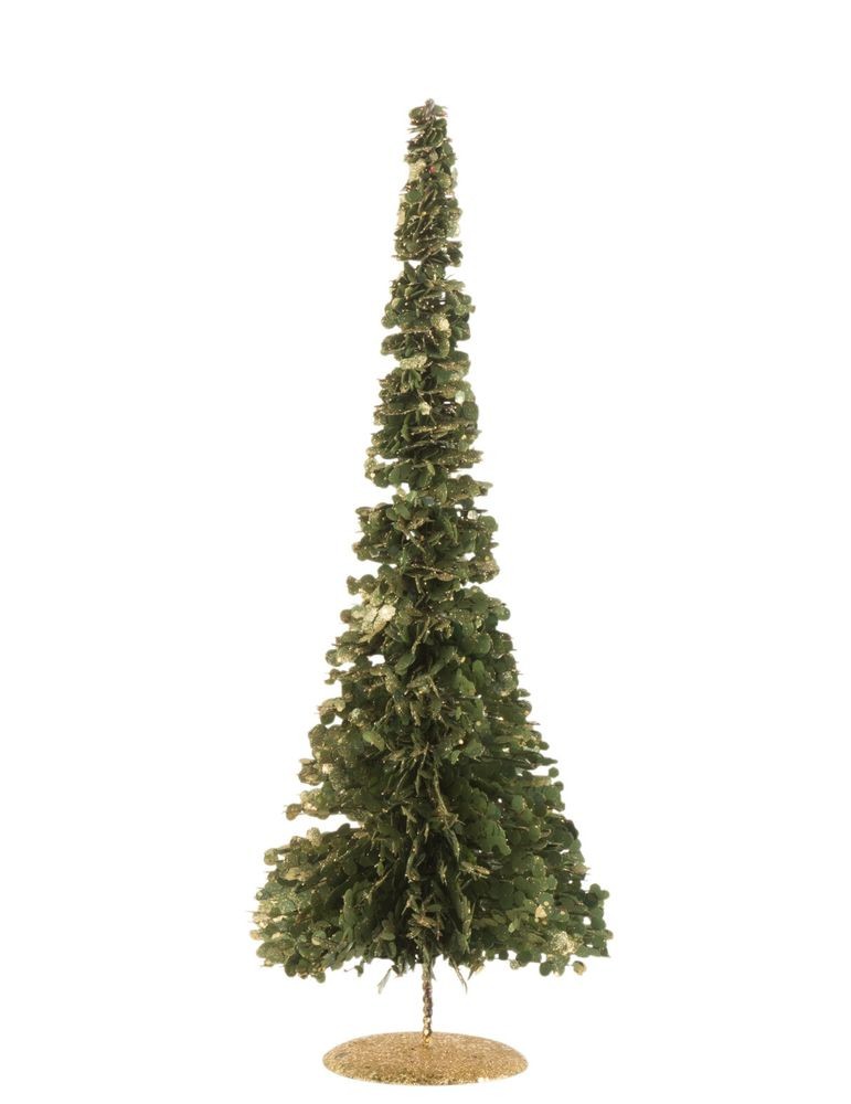Zelený dekorační vánoční stromek se zlatými glitry - 20*20*50 cm J-Line by Jolipa