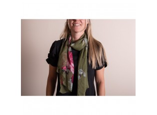 Zelený dámský šátek s růžemi Women Print - 50*160 cm