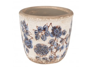 Keramický obal na květináč s modrými květy Blusia S - Ø 13*12 cm
