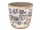 Keramický obal na květináč s modrými květy Blusia XS - Ø 11*10 cm