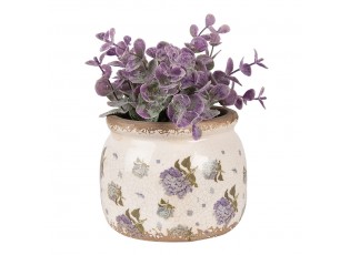 Béžový keramický obal na květináč s květy šeříku Lilla S - Ø 12*10 cm
