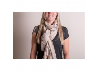 Béžový dámský šátek se vzorem - 90*180 cm