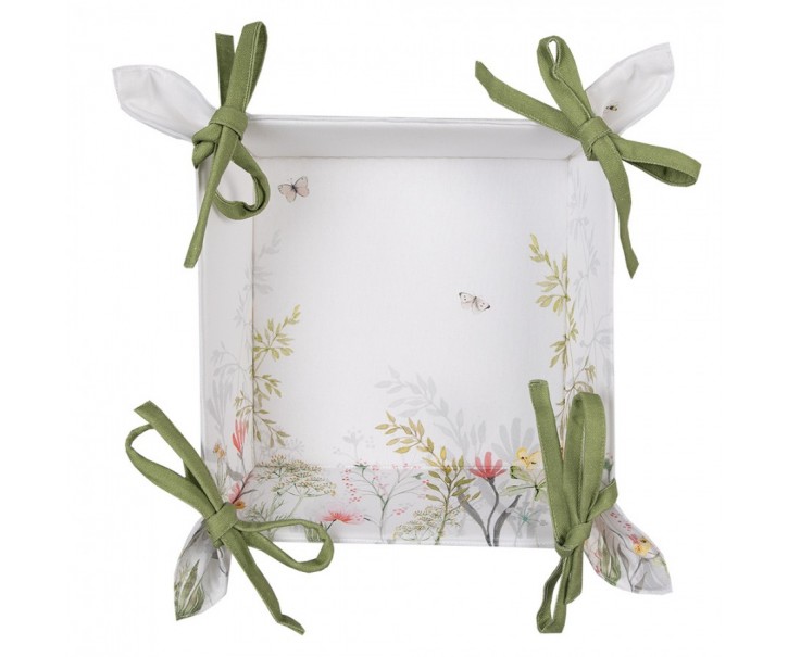 Bavlněný košík na pečivo s lučními květy Wildflower Fields - 35*35*8 cm