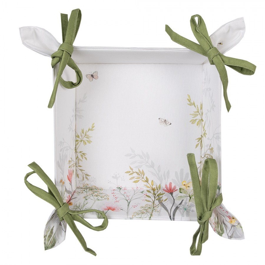 Bavlněný košík na pečivo s lučními květy Wildflower Fields - 35*35*8 cm Clayre & Eef
