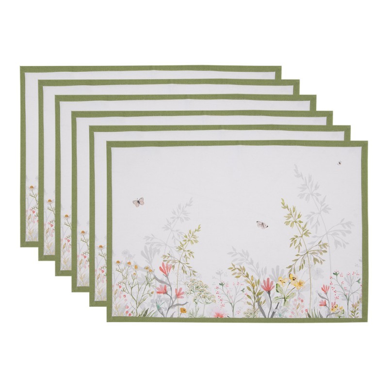 6ks bavlněné prostírání s lučními květy Wildflower Fields - 48*33 cm Clayre & Eef