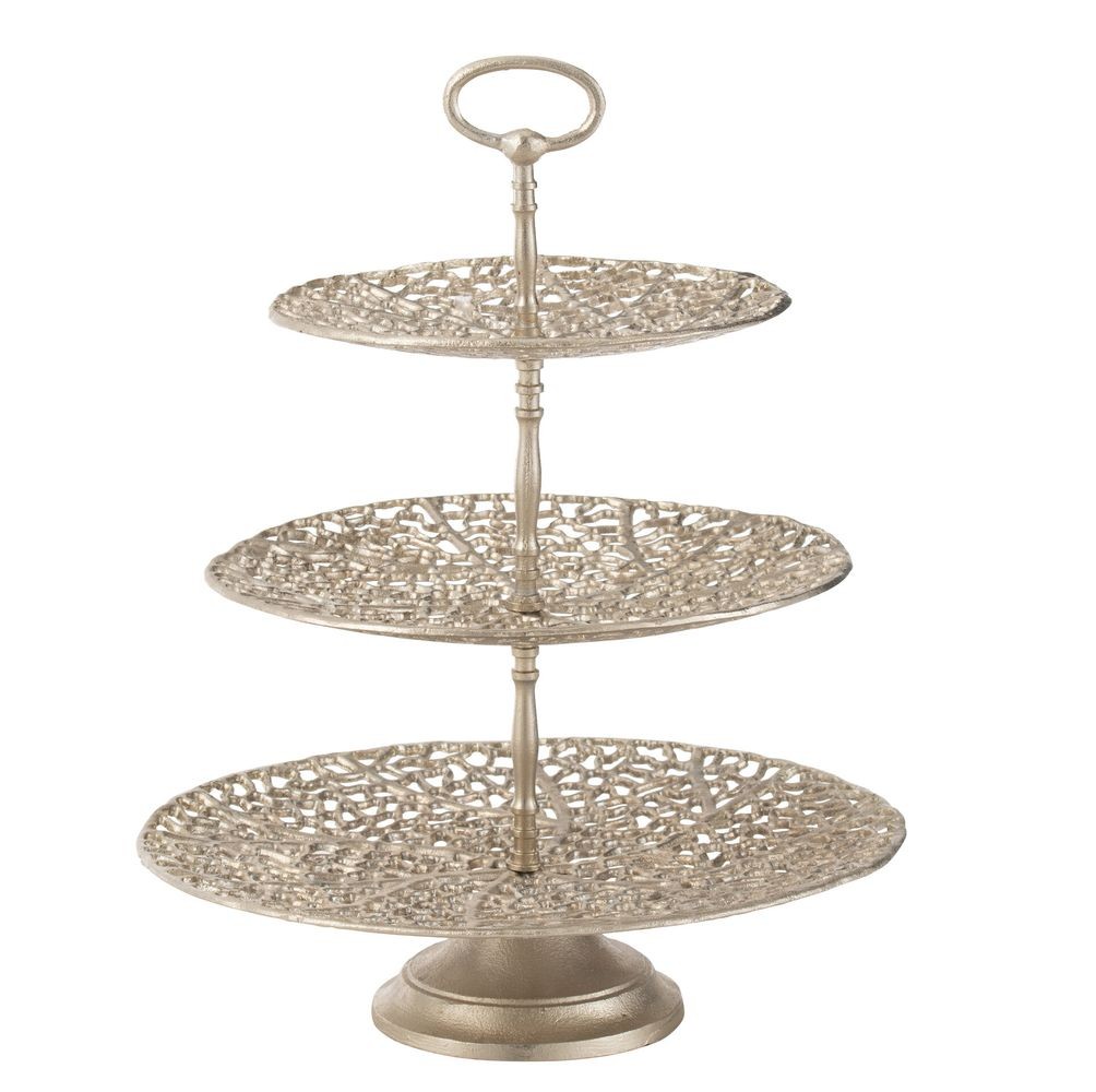 Champagne dekorační 3-patrový etažér Coral Cake - Ø 45*60 cm